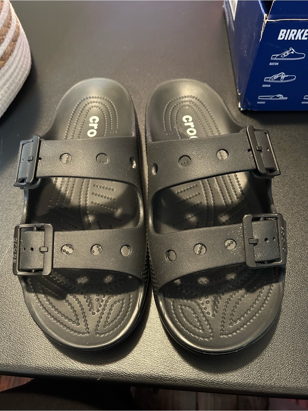 Black Crocs classic Saturday Buckle sandals women’s 10